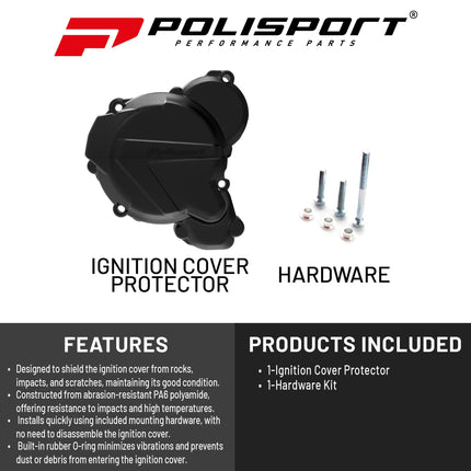 Polisport Motocross Motorcycles (MX) Ignition Covers Protector Kit for KTM XC/EXC 300 TPI & Husqvarna TE 250/300 (2017-2023) Dirt Bikes - Protects Against Rocks and Scratches for MX/Enduro - Blk
