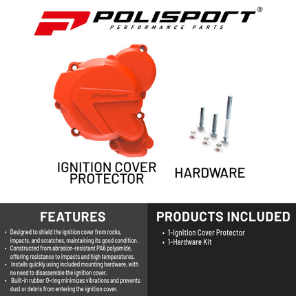 Polisport Motocross Motorcycles (MX) Ignition Covers Protector Kit for KTM EXC 250/300 TPI (2017-2023) Dirt Bikes Impact-Resistant PA6 Polyamide, Protects Against Rocks and Scratches for MX and Enduro