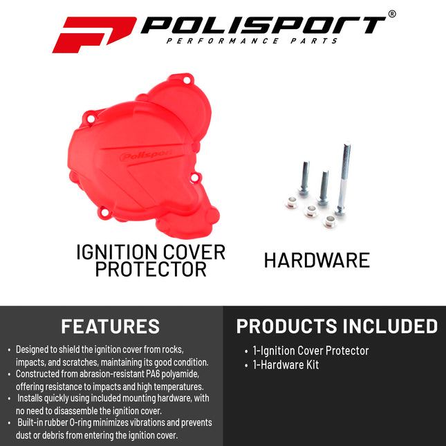 Polisport Motocross Motorcycles (MX) Ignition Covers Protector Kit for GasGas EC 300 (2021) Dirt Bikes - Impact-Resistant PA6 Polyamide, Protects Against Rocks and Scratches for MX/Enduro - Red