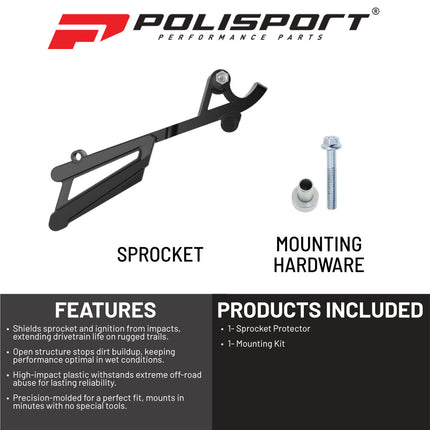Polisport Front Sprocket Protector Guard Durable Impact Shield for KTM SXF/XCF 250/350 (2016-22) EXC-F 250/350 (2016-23) Husqvarna FC 250/350 (2016-22) FE 250/350 (2017-23) Mud-Resistant (Black)