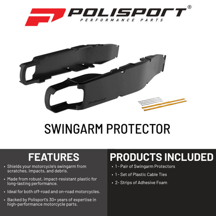 Polisport Motocross Motorcycles (MX) Swingarm Protector for TM EN 125/144/250/300 2T/4T (2015-2024), MX 125/144/250/300/450 2T/4T (2015-2024) Dirt Bikes - Black