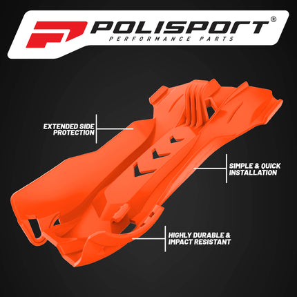 Polisport Motocross Motorcycles (MX) Fortress Skid Plate for KTM 250 SX/250 EXC/300 EXC (2006-16) Dirt Bikes – OEM Quality, Durable, Flexible & Perfect Fit – Orange