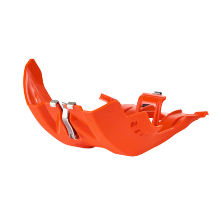 Polisport Motocross Motorcycles (MX) Fortress Skid Plate for KTM EXC-F/SX-F 250/350/450/500 (2016-23) Dirt Bikes - OEM Quality, Flexible & Perfect Fit - Orange