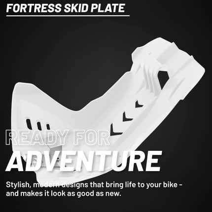 Polisport Motocross Motorcycles (MX) Fortress Skid Plate for KTM EXC-F/SX-F 250/350/450/500 (2016-23) & Husqvarna FE/FC 250/350/450/501 Dirt Bikes - OEM Quality, Flexible & Perfect Fit - White