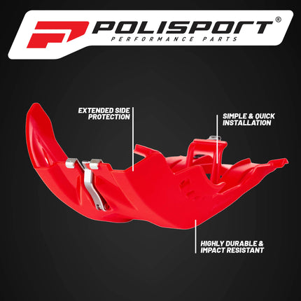 Polisport Motocross Motorcycles (MX) Fortress Skid Plate for GasGas EC 250 & MC 250F/350F/450F Dirt Bikes - OEM Quality, Flexible & Perfect Fit - Red