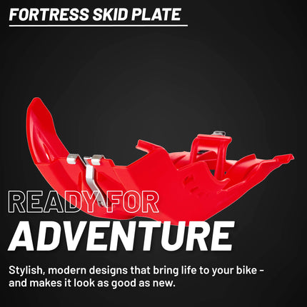Polisport Motocross Motorcycles (MX) Fortress Skid Plate for GasGas EC 250 & MC 250F/350F/450F Dirt Bikes - OEM Quality, Flexible & Perfect Fit - Red
