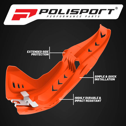 Polisport Motocross Motorcycles (MX) Fortress Skid Plate for KTM SX-F 250/350/450 (2016-22) Dirt Bikes - OEM Quality, Flexible, Durable & Perfect Fit - Orange