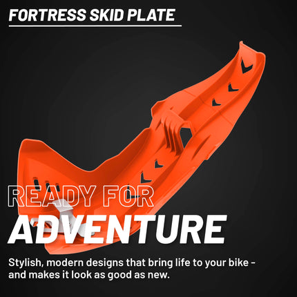 Polisport Motocross Motorcycles (MX) Fortress Skid Plate for KTM SX-F 250/350/450 (2016-22) Dirt Bikes - OEM Quality, Flexible, Durable & Perfect Fit - Orange