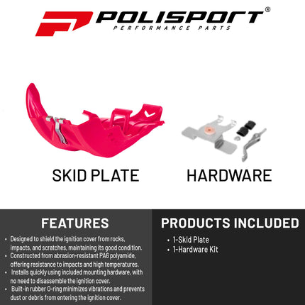 Polisport Motocross Motorcycles (MX) Fortress Skid Plate for GasGas MCF/ECF/EXF(21-23) Dirt Bikes - OEM Quality, Flexible, Durable & Perfect Fit - Red