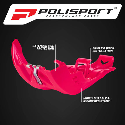 Polisport Motocross Motorcycles (MX) Fortress Skid Plate for GasGas MCF/ECF/EXF(21-23) Dirt Bikes - OEM Quality, Flexible, Durable & Perfect Fit - Red
