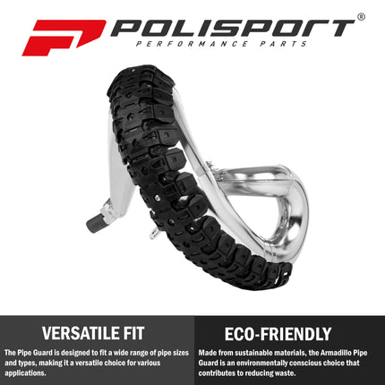 Polisport Armadillo Pipe Guard - Black, Lightweight PA/ABS Construction, Universal Fit for 2-Stroke Exhaust Pipes, Heat-Resistant, Easy Install, Off-Road Protection