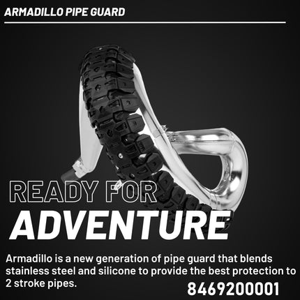 Polisport Armadillo Pipe Guard - Black, Lightweight PA/ABS Construction, Universal Fit for 2-Stroke Exhaust Pipes, Heat-Resistant, Easy Install, Off-Road Protection