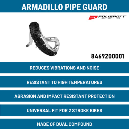 Polisport Armadillo Pipe Guard - Black, Lightweight PA/ABS Construction, Universal Fit for 2-Stroke Exhaust Pipes, Heat-Resistant, Easy Install, Off-Road Protection