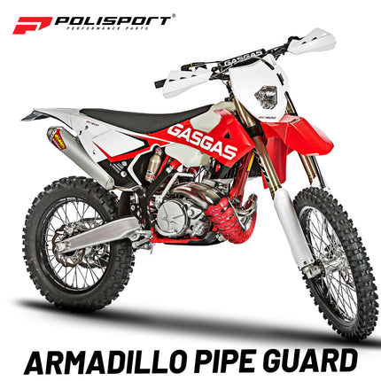 Polisport Armadillo Pipe Guard - Black, Lightweight PA/ABS Construction, Universal Fit for 2-Stroke Exhaust Pipes, Heat-Resistant, Easy Install, Off-Road Protection