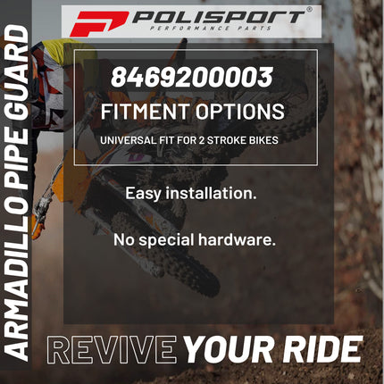 Polisport Armadillo Pipe Guard - Blue, Lightweight PA/ABS Construction, Universal Fit for 2-Stroke Exhaust Pipes, Heat-Resistant, Easy Install, Off-Road Protection