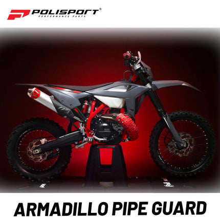 Polisport Armadillo Pipe Guard - Blue, Lightweight PA/ABS Construction, Universal Fit for 2-Stroke Exhaust Pipes, Heat-Resistant, Easy Install, Off-Road Protection