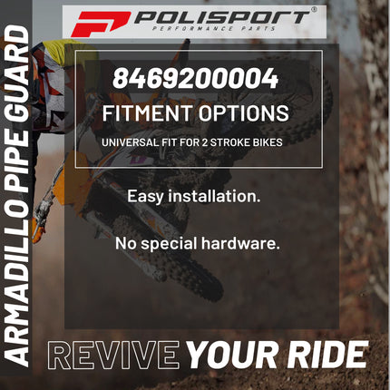 Polisport Armadillo Pipe Guard - Red, Lightweight PA/ABS Construction, Universal Fit for 2-Stroke Exhaust Pipes, Heat-Resistant, Easy Install, Off-Road Protection