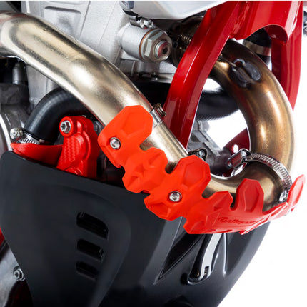 Polisport Armadillo Pipe Guard - Red, Lightweight PA/ABS Construction, Universal Fit for 2-Stroke Exhaust Pipes, Heat-Resistant, Easy Install, Off-Road Protection