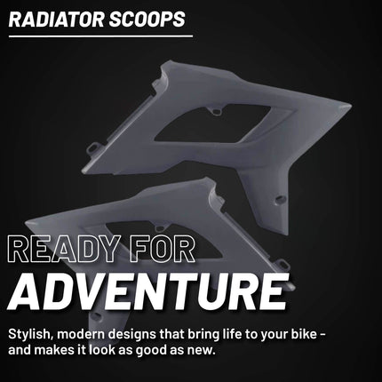 Polisport Radiator Scoops - Nardo Gray Panels for Beta RR 2T/4T 250/300/350/390/430/480 (2020-2024) - OEM Fit, Glossy Finish, Lightweight & Impact-Resistant, Easy Installation