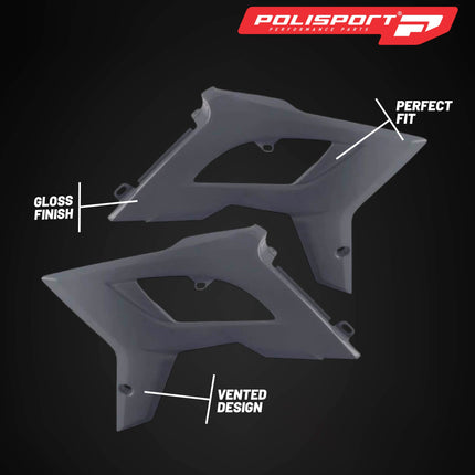 Polisport Radiator Scoops - Nardo Gray Panels for Beta RR 2T/4T 250/300/350/390/430/480 (2020-2024) - OEM Fit, Glossy Finish, Lightweight & Impact-Resistant, Easy Installation