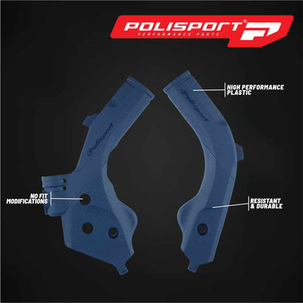 Polisport Motocross (MX) Motorcycle Frame Protector for Husqvarna FE/TE 50/250/300/350/450 (2020-2023) Dirt Bikes- OEM Quality for Superior Fit & Durable Protection, Easy Installation - Blue