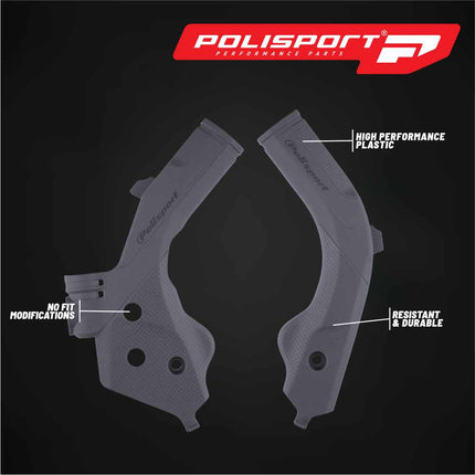 Polisport Motocross (MX) Motorcycle Frame Protector for GasGas EC/EX/MC & Husqvarna TC/TE/TX/FC/FE/FX (19-23) Dirt Bikes- OEM Quality for Superior Fit & Durable Protection, Easy Installation - Gry
