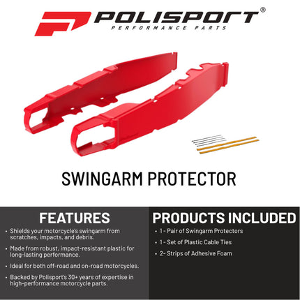 Polisport Motocross Motorcycles (MX) Swingarm Protector for Honda CRF250R (2020-2024), CRF250RX (2020-2024), CRF450R (2019-2024), CRF450RX (2019-2024) Dirt Bikes - Red