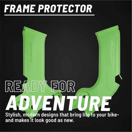 Polisport Motocross (MX) Motorcycle Frame Protector for Kawasaki KX 250F (2021-24) Dirt Bikes- OEM Quality for Superior Fit & Durable Protection, Easy Installation - Green