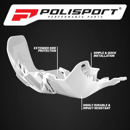Polisport Motocross Motorcycles (MX) Fortress Skid Plate for KTM EXC/SX 250/300 (2017-2019) & Husqvarna TE/TC 250/300 (2017-2019) Dirt Bikes - OEM Quality, Flexible, Durable & Perfect Fit - White