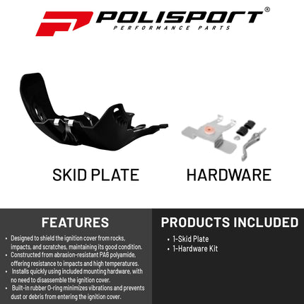 Polisport Motocross Motorcycles (MX) Fortress Skid Plate for KTM EXC/SX 250/300 (2019-2023) & Husqvarna TE/TC 250/300 (2019-2023) Dirt Bikes - OEM Quality, Flexible, Durable & Perfect Fit - Black