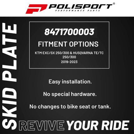 Polisport Motocross Motorcycles (MX) Fortress Skid Plate for KTM EXC/SX 250/300 (2019-2023) & Husqvarna TE/TC 250/300 (2019-2023) Dirt Bikes - OEM Quality, Flexible, Durable & Perfect Fit - White