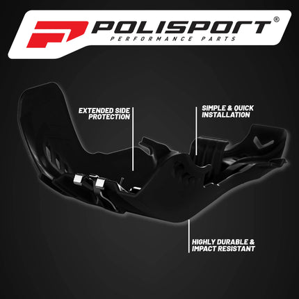 Polisport Motocross Motorcycles (MX) Fortress Skid Plate for KTM SX 250 (2017-2018) & Husqvarna TE/TC 250/300 (2017-2019) Dirt Bikes - OEM Quality, Flexible, Durable & Perfect Fit - Black