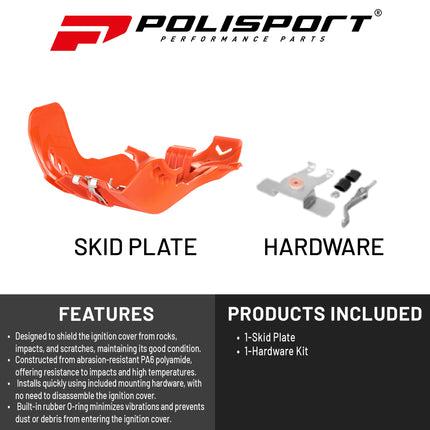 Polisport Motocross Motorcycles (MX) Fortress Skid Plate for KTM SX 250 (2017-2018) & Husqvarna TE/TC 250/300 (2017-2019) Dirt Bikes - OEM Quality, Flexible, Durable & Perfect Fit - Orange