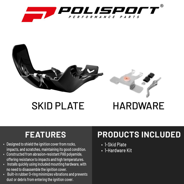 Polisport Motocross Motorcycles (MX) Fortress Skid Plate for KTM SX 250 (2019-2022) & Husqvarna TE/TC 250/300 (2019-2022) Dirt Bikes - OEM Quality, Flexible, Durable & Perfect Fit - Black