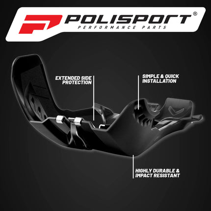 Polisport Motocross Motorcycles (MX) Fortress Skid Plate for KTM SX 250 (2019-2022) & Husqvarna TE/TC 250/300 (2019-2022) Dirt Bikes - OEM Quality, Flexible, Durable & Perfect Fit - Black