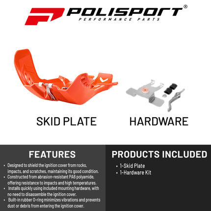 Polisport Motocross Motorcycles (MX) Fortress Skid Plate for KTM SX 250 (2019-2022) & Husqvarna TE/TC 250/300 (2019-2022) Dirt Bikes - OEM Quality, Flexible, Durable & Perfect Fit - Orange