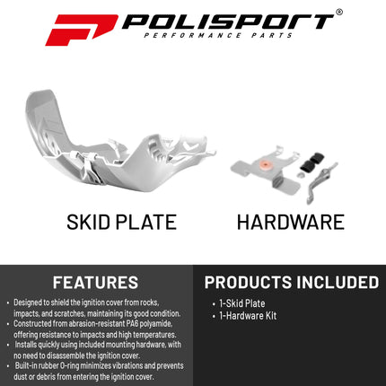 Polisport Motocross Motorcycles (MX) Fortress Skid Plate for KTM SX 250 (2019-2022) & Husqvarna TE/TC 250/300 (2019-2022) Dirt Bikes - OEM Quality, Flexible, Durable & Perfect Fit - White