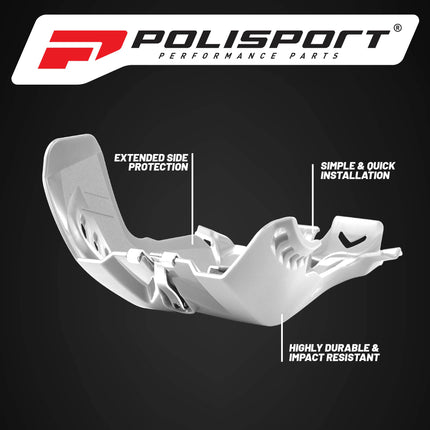 Polisport Motocross Motorcycles (MX) Fortress Skid Plate for KTM SX 250 (2019-2022) & Husqvarna TE/TC 250/300 (2019-2022) Dirt Bikes - OEM Quality, Flexible, Durable & Perfect Fit - White