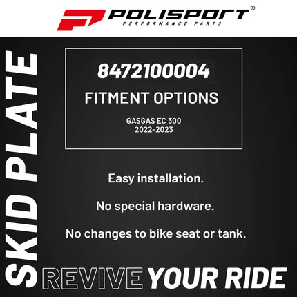Polisport Motocross Motorcycles (MX) Fortress Skid Plate for GasGas EC 300 (2022-2023) Dirt Bikes - OEM Quality, Flexible, Durable & Perfect Fit - Red