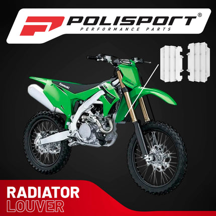 Polisport Radiator Louvers - White Panels for Kawaski KX250 (1997-2004) KX125 (1997-2005) - OEM Fit, Durable Plastic, Enhanced Airflow, Easy Installation
