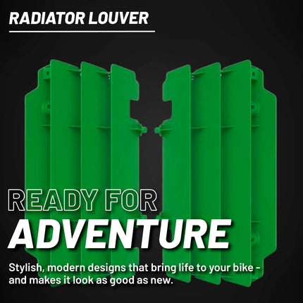 Polisport Radiator Louvers - Green Panels for Kawaski KX250 (2005-2007) - OEM Fit, Durable Plastic, Enhanced Airflow, Easy Installation