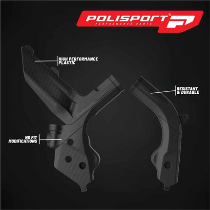 Polisport Motocross (MX) Motorcycle Frame Protector for KTM EXC/XC-W/SX/XC (2019-23) Dirt Bikes- OEM Quality for Superior Fit & Durable Protection, Easy Installation - Black