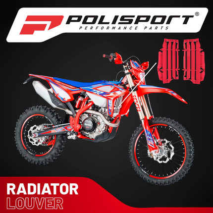 Polisport Radiator Louvers - Red Panels for Beta RR2T 200 (2020-2022)  RR2T 125 (2020-2022) RR4T 480 (2020-2022) RR4T 430 (2020-2022) - OEM Fit, Durable Plastic, Enhanced Airflow, Easy Installation