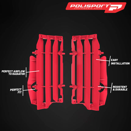 Polisport Radiator Louvers - Red Panels for Beta RR2T 200 (2020-2022)  RR2T 125 (2020-2022) RR4T 480 (2020-2022) RR4T 430 (2020-2022) - OEM Fit, Durable Plastic, Enhanced Airflow, Easy Installation