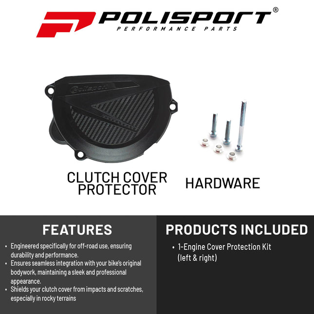 Polisport Clutch Cover Protector Kit (Black) - Compatible with KTM SX/XC 250-350 / EXC/XC-W 250-350 (2008-2012)