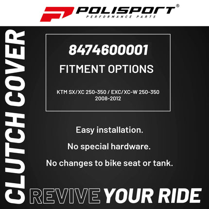 Polisport Clutch Cover Protector Kit (Black) - Compatible with KTM SX/XC 250-350 / EXC/XC-W 250-350 (2008-2012)