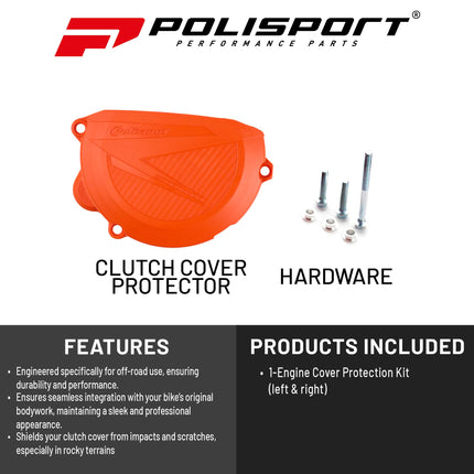 Polisport Clutch Cover Protector Kit (Orange) - Compatible with KTM SX/XC 250-350 / EXC/XC-W 250-350 (2008-2012)
