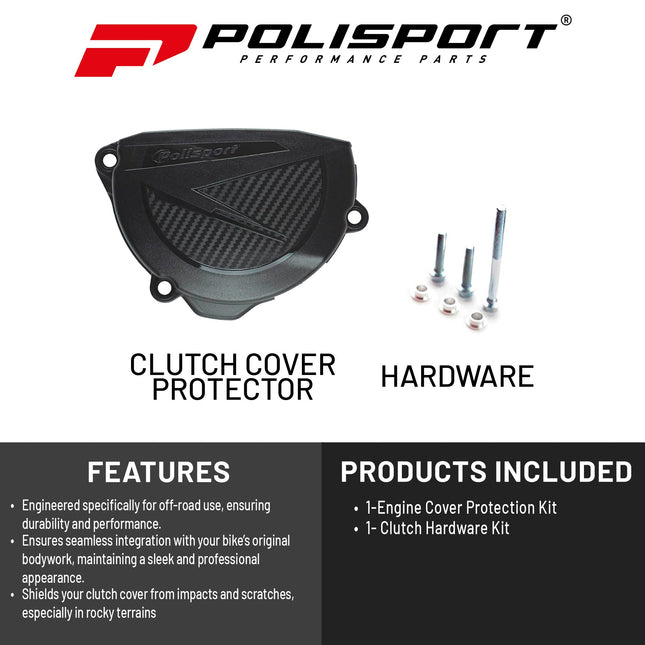 Polisport Clutch Cover Protector Kit (Black) - Compatible with KTM SXF/XCF 250-350 / EXCF/XCFW 250-350 (2009-2012)
