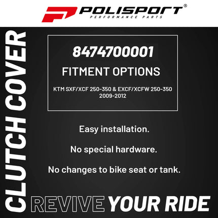 Polisport Clutch Cover Protector Kit (Black) - Compatible with KTM SXF/XCF 250-350 / EXCF/XCFW 250-350 (2009-2012)