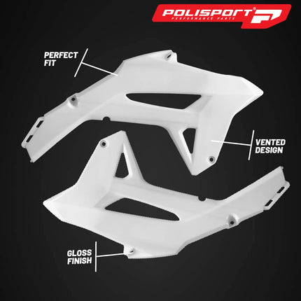 Polisport Radiator Scoops - White Panels for Honda CRF 250R (2022-2024) Honda CRF 450R (2021-2024) - OEM Fit, Glossy Finish, Lightweight & Impact-Resistant, Easy Installation